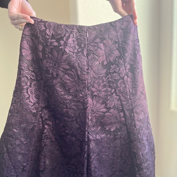 Ralph Lauren Black Label Dark Purple Lace Knee Length A Line Skirt Size 6, NWT - Picture 4 of 9